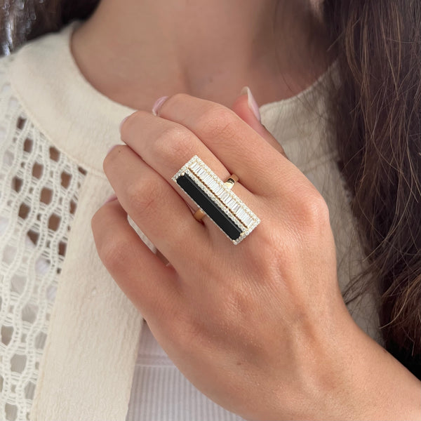 14K GOLD DIAMOND ONYX REESE RING