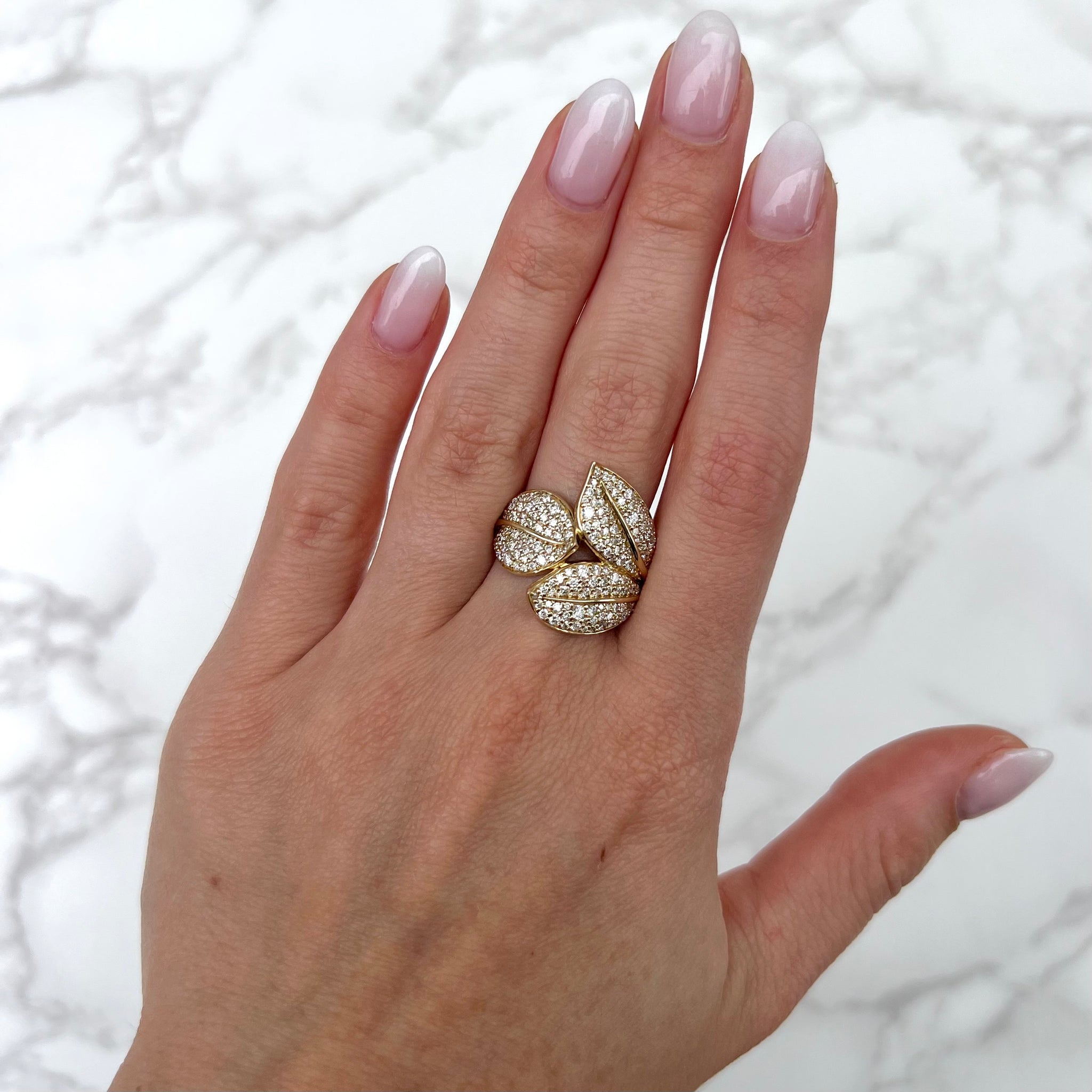 14K GOLD DIAMOND DENISE LEAF RING – Jen K Online