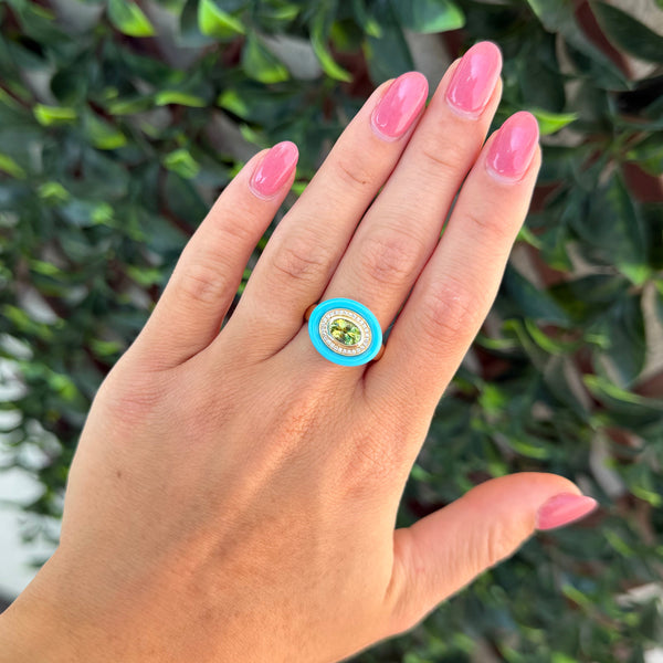 14K GOLD DIAMOND TOURMALINE TURQUOISE JAYDA RING