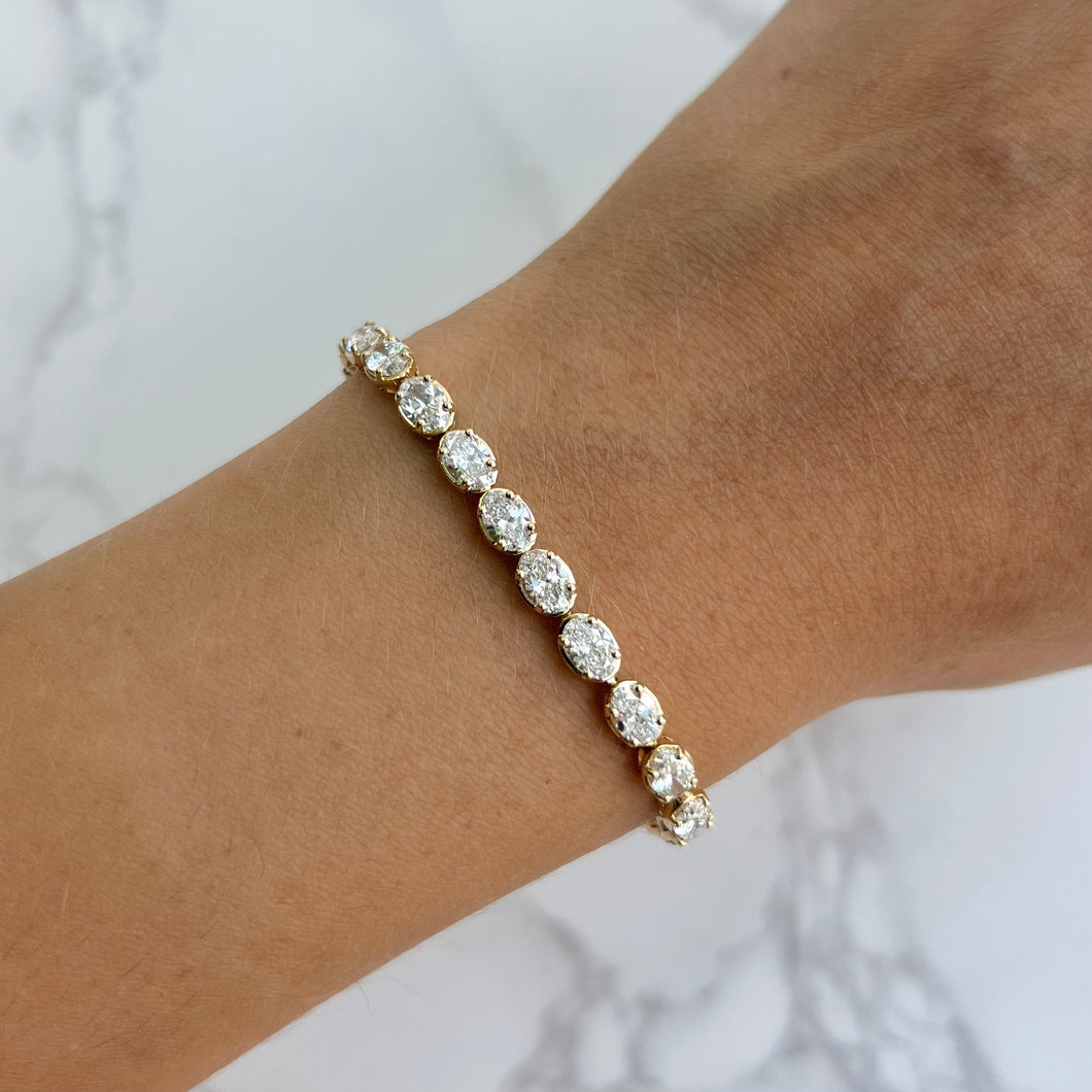 14K GOLD LAB GROWN DIAMOND OVAL TENNIS BRACELET