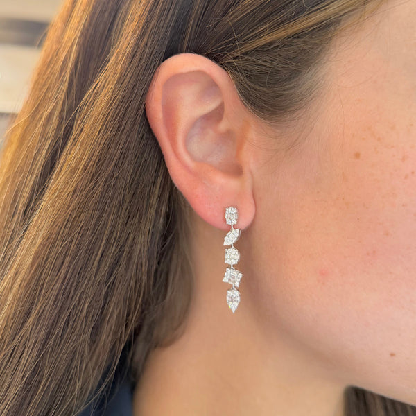 14K GOLD DIAMOND CHANNON EARRINGS
