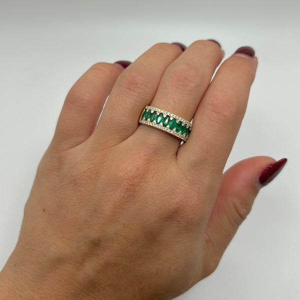 14K GOLD DIAMOND EMERALD EDEN RING