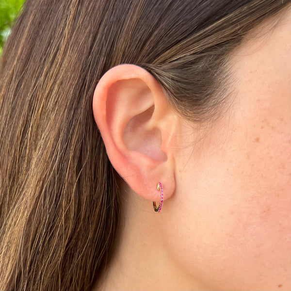 14K GOLD RUBY MARINA HUGGIES