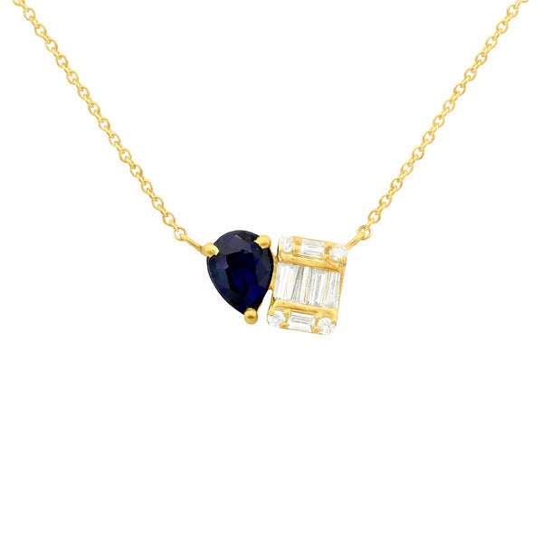 14K GOLD DIAMOND SAPPHIRE KELSEY NECKLACE