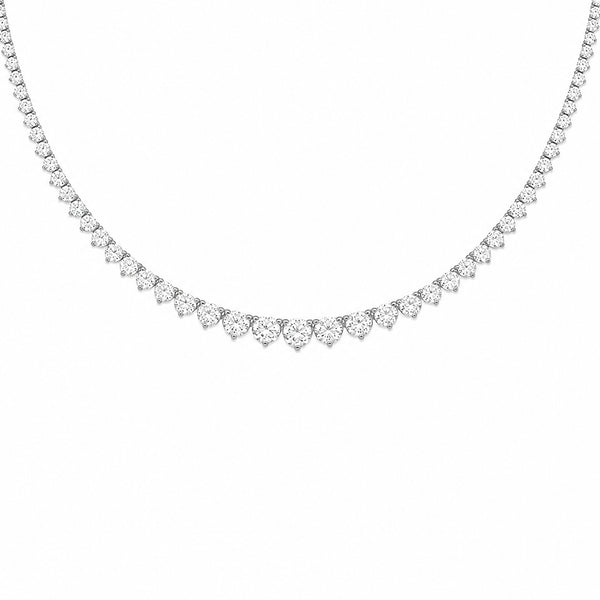 14K GOLD 6.03 CT NATURAL DIAMOND GRADUATED TENNIS NECKLACE