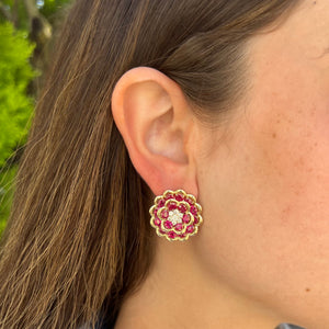 14K GOLD DIAMOND RUBY SARAH EARRINGS