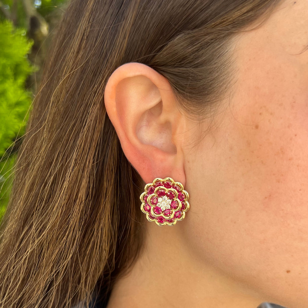 14K GOLD DIAMOND RUBY SARAH EARRINGS