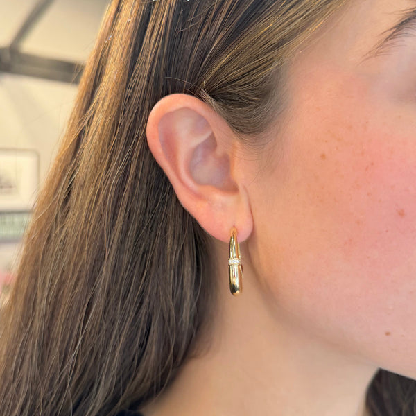 14K GOLD DIAMOND HALLE HOOPS