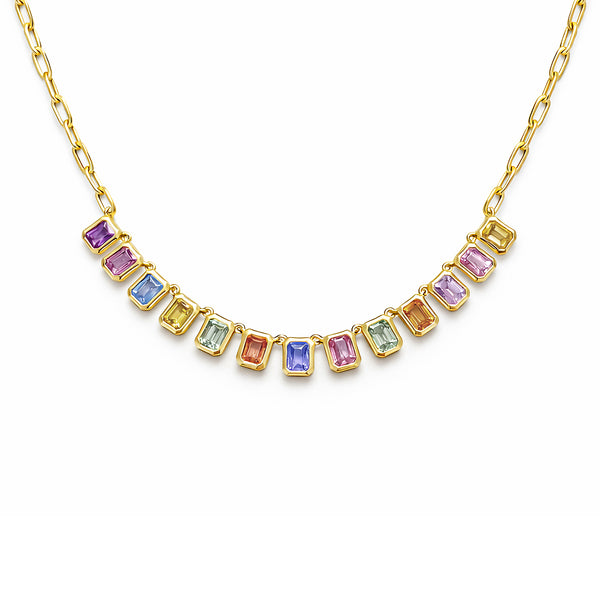 14K GOLD MULTICOLOR SAPPHIRE REBECCA NECKLACE