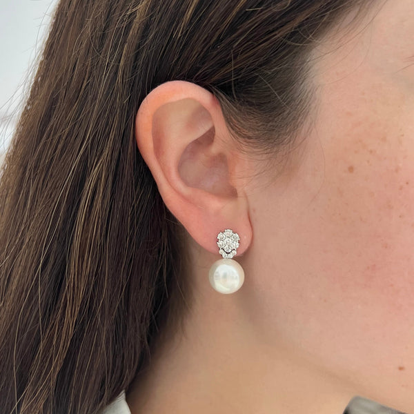 14K GOLD DIAMOND ARIELLA PEARL EARRINGS