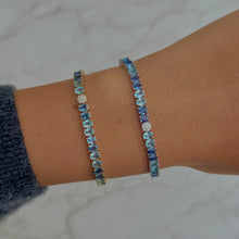 14K GOLD DIAMOND SAPPHIRE AND BLUE TOPAZ MEDIUM RENA TENNIS BRACELET