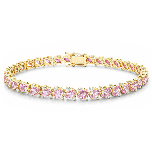 14K GOLD DIAMOND PINK SAPPHIRE ILANA BRACELET