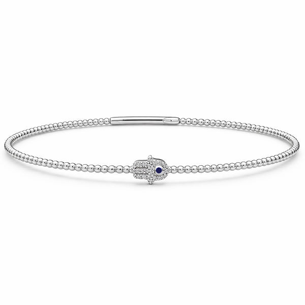 14K GOLD DIAMOND HAMSA FLEX BANGLE