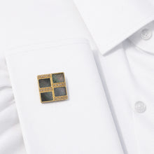 14K GOLD CHAMPAGNE DIAMOND BLACK MOTHER OF PEARL COREY CUFFLINKS