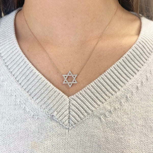 14K GOLD DIAMOND MAGEN DAVID NECKLACE