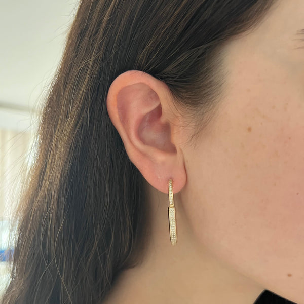 14K GOLD DIAMOND RAYLEE HOOPS