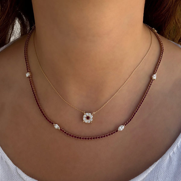 14K GOLD DIAMOND RUBY MADDY NECKLACE