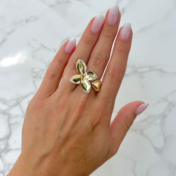 14K GOLD DIAMOND REESA FLOWER RING