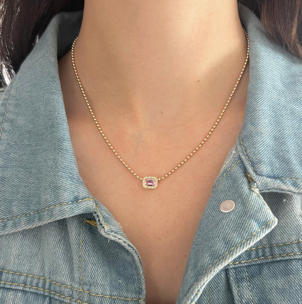 14K GOLD DIAMOND PINK SAPPHIRE SHANNA NECKLACE