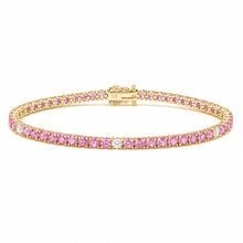14K GOLD DIAMOND PINK SAPPHIRE MEDIUM HILARY TENNIS BRACELET