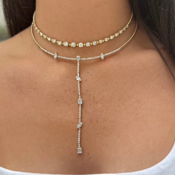 14K GOLD DIAMOND PHEOBE CHOKER LARIAT