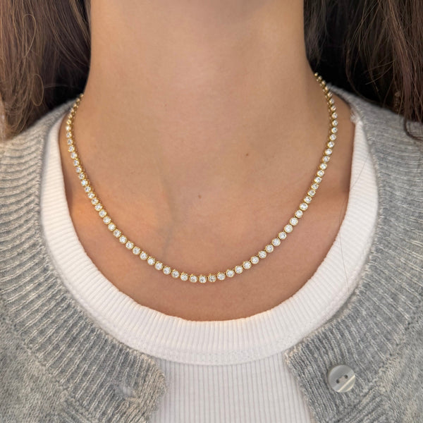 14K GOLD LAB GROWN DIAMOND BEZEL TENNIS NECKLACE