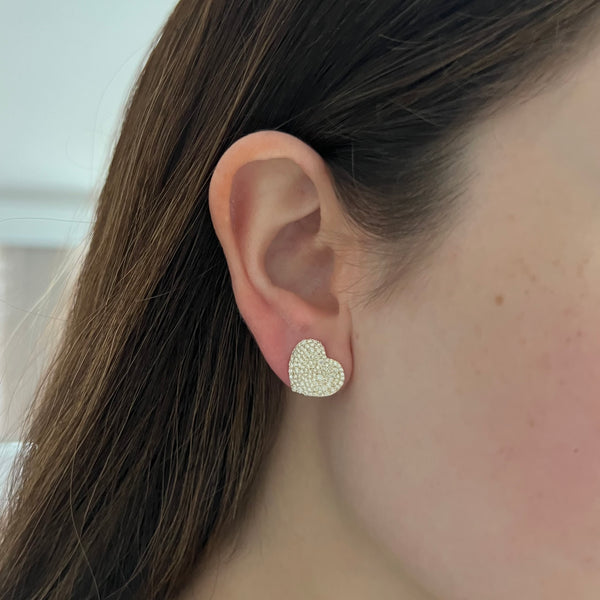 14K GOLD DIAMOND VIA HEART EARRINGS
