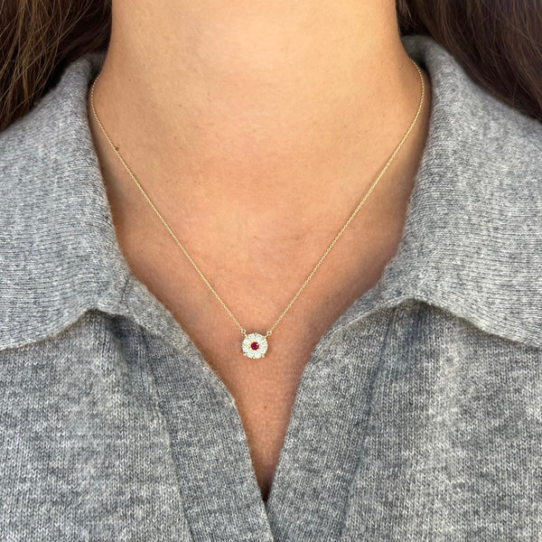 14K GOLD DIAMOND RUBY LARGE BELLA NECKLACE