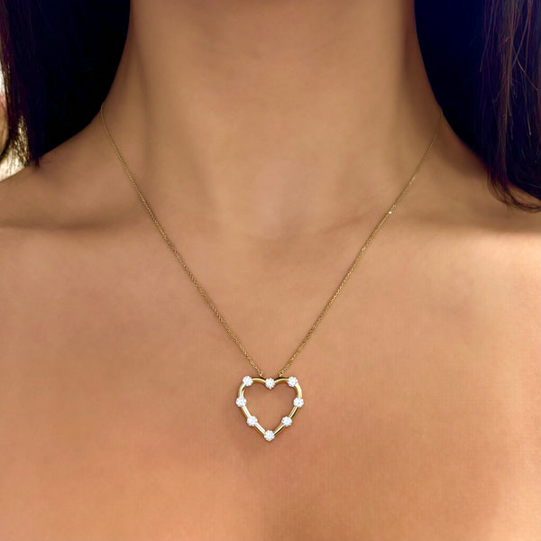 14K GOLD DIAMOND CORRINE HEART NECKLACE