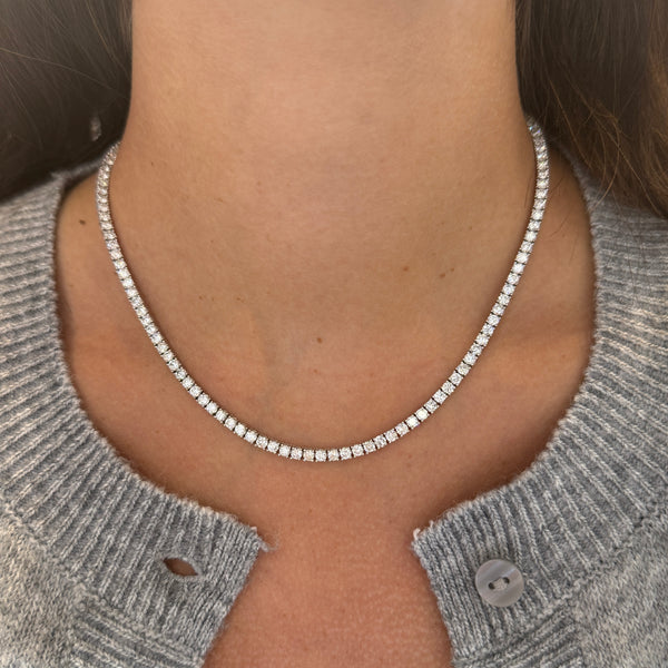14K GOLD 12.97 CT DIAMOND CLASSIC TENNIS NECKLACE