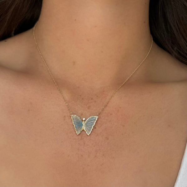 14K GOLD DIAMOND BEATRIX PARIBA BUTTERFLY NECKLACE