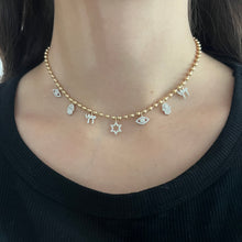 14K GOLD DIAMOND FARRAH CHARM NECKLACE