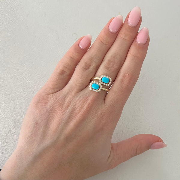 14K GOLD DIAMOND TURQUOISE MIRI RING
