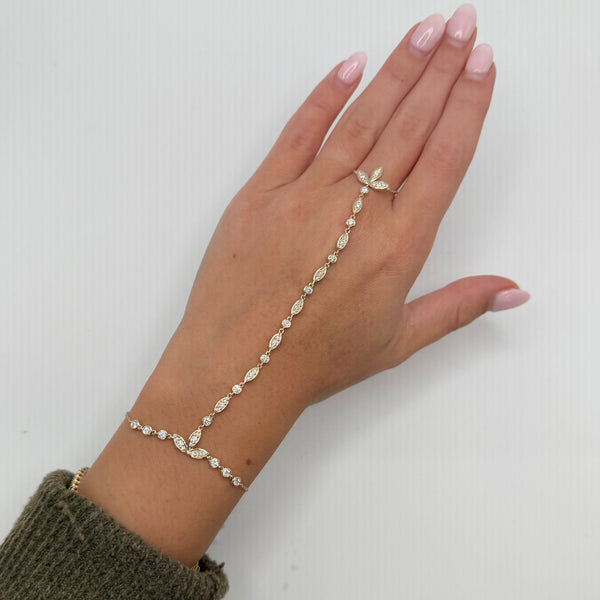14K GOLD DIAMOND MELISSA HAND CHAIN