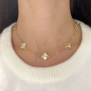 14K GOLD CARLIE MULTI CLOVER NECKLACE