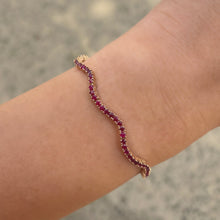 14K GOLD RUBY WAVE TENNIS BRACELET