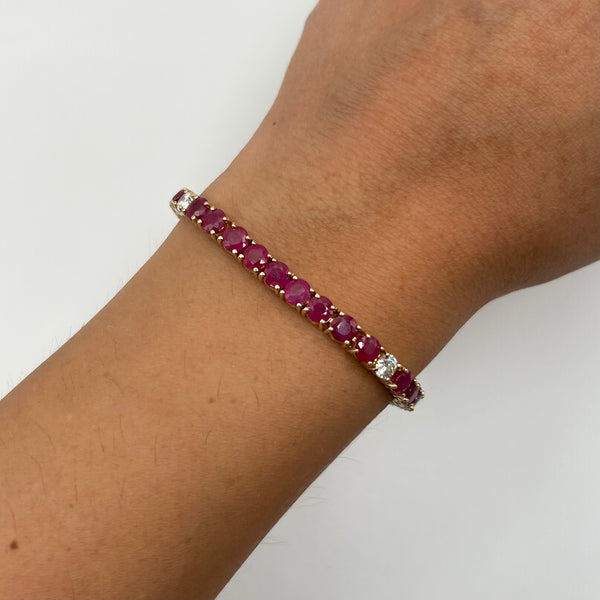 14K GOLD DIAMOND AND RUBY JOELLE TENNIS BRACELET
