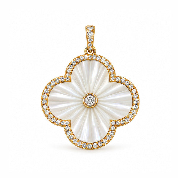 14K GOLD DIAMOND MOTHER OF PEARL NICKI CLOVER CHARM