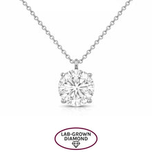 14K GOLD 3.00 CT LAB GROWN DIAMOND ROUND BRILLIANT NECKLACE