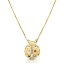 14K GOLD DIAMOND MULTI COLOR SAPPHIRE DELILAH LADY BUG NECKLACE