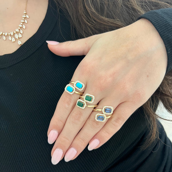 14K GOLD DIAMOND SAPPHIRE MIRI RING