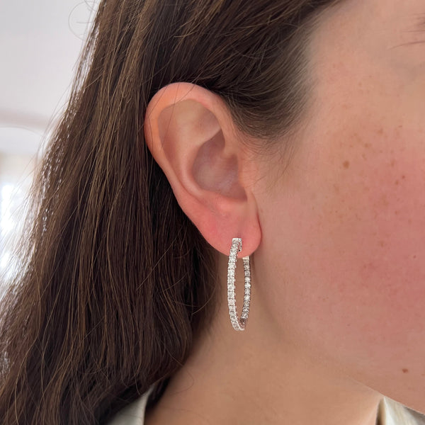14K GOLD 1.80 CT DIAMOND CLASSIC HOOPS