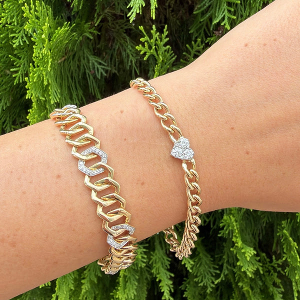 14K GOLD DIAMOND LARGE AVRIL HEART BRACELET
