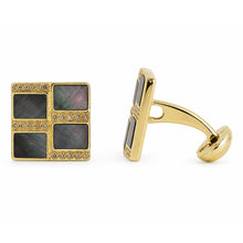 14K GOLD CHAMPAGNE DIAMOND BLACK MOTHER OF PEARL COREY CUFFLINKS