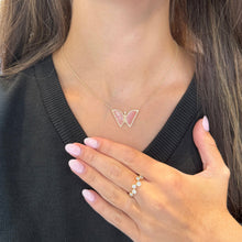 14K GOLD DIAMOND AND PINK OPAL BEATRIX BUTTERFLY NECKLACE