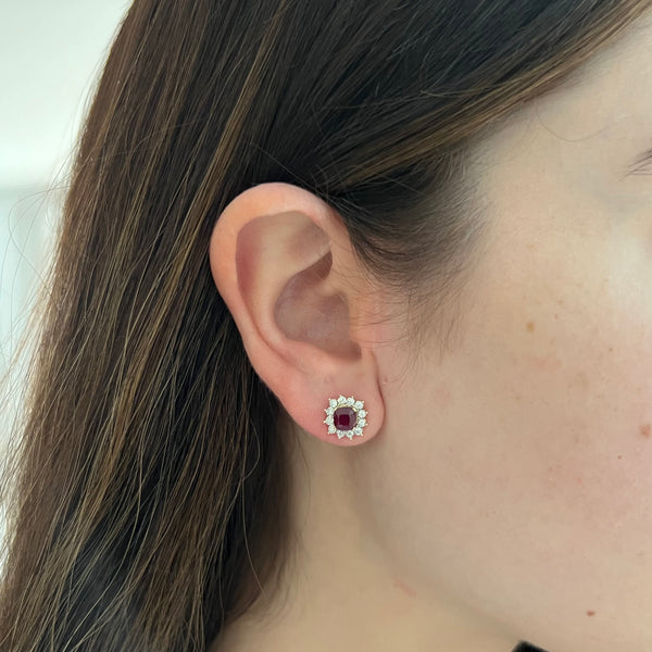 14K GOLD DIAMOND RUBY RUTH STUDS