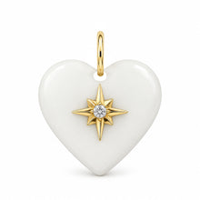 14K GOLD DIAMOND WHITE ONYX KYLIE HEART CHARM