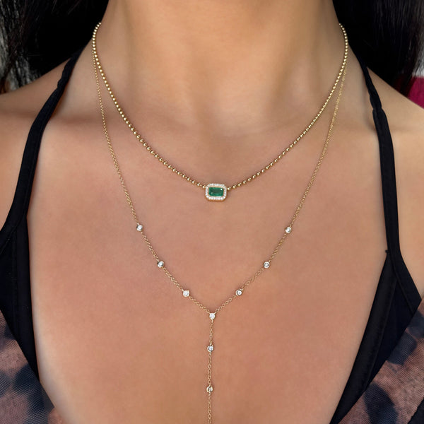 14K GOLD DIAMOND EMERALD SHANNA NECKLACE