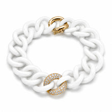 14K GOLD DIAMOND WHITE CERAMIC CUBAN BRACELET