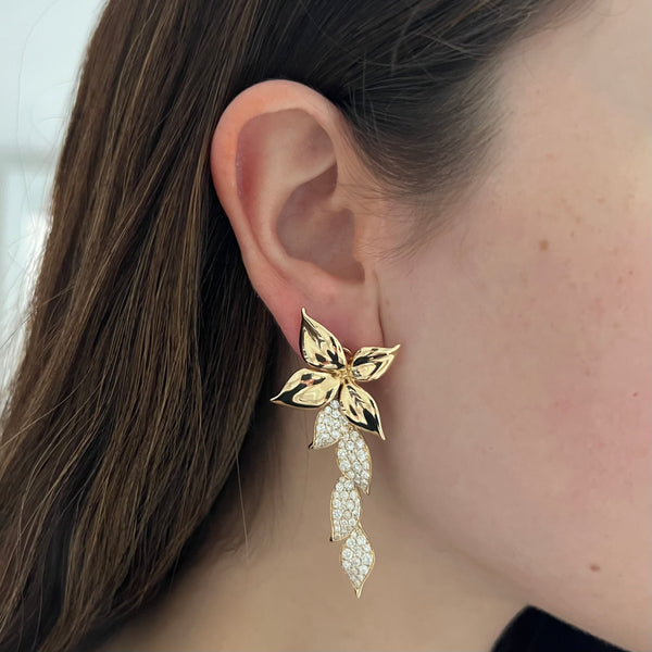 14K GOLD DIAMOND CHERISE EARRINGS